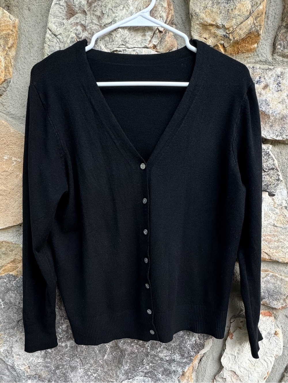 Classic Black V-Neck Button Cardigan Sweater XL Office Neutral Capsule